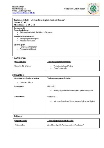 Handlungsschnelligkeit 4 - Fussballtrainer-tbb.de