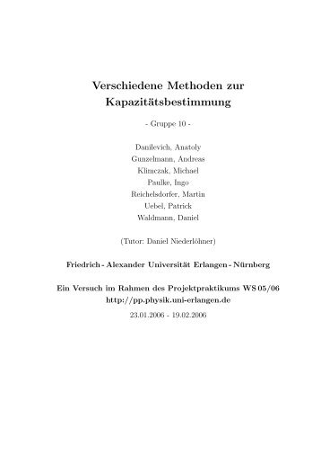 Protokoll - Physikalisches Projektpraktikum - Friedrich-Alexander ...