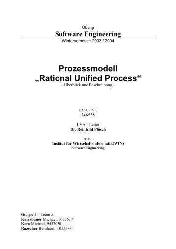 Prozessmodell „Rational Unified Process“ - Software Engineering