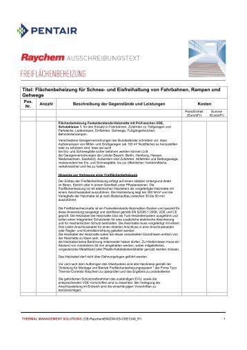 und Eisfreihaltung von Fahrbahnen, Rampen und Gehwege