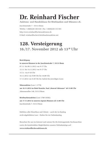 PDF des Briefmarkenkatalogs der 128. Auktion anzeigen