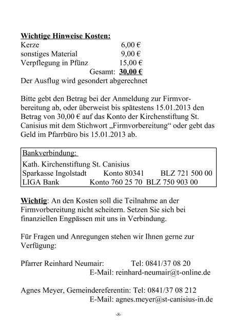 Pfarrei St. Canisius Canisiusstraße 2a, 85053 Ingolstadt