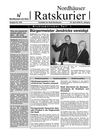 Amtsblatt „Nordhäuser Ratskurier“ Nr. 2005/3 - Stadt Nordhausen