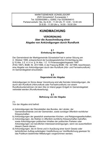 Ankündigungen durch Rundfunk (13 KB) - .PDF - Marktgemeinde ...