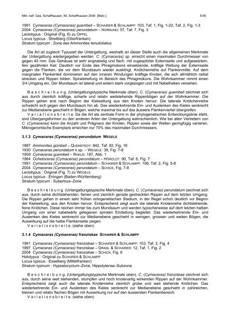 Ammoniten-Gattungen Oxydiscites und Cymaceras vom ... - NGSH