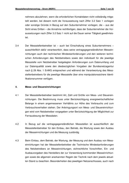 Messstellenrahmenvertrag für Strom - Kraftwerke Haag