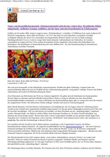 Neues vom Kunstfälscherskandal