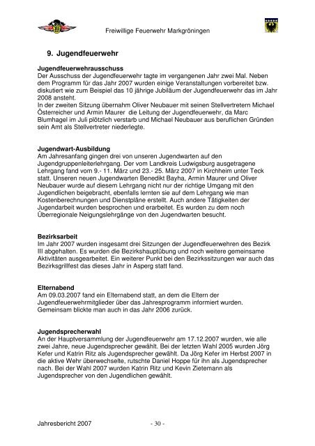 Jahresbericht 2007_2 - Feuerwehr Markgröningen