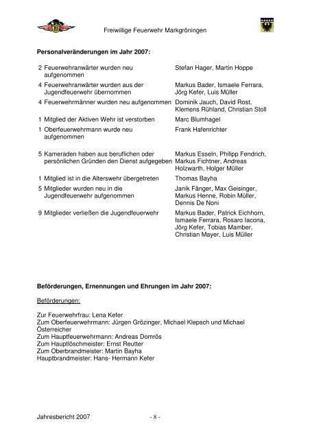 Jahresbericht 2007_2 - Feuerwehr Markgröningen