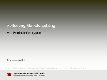 Vorlesung Marktforschung - TU Berlin