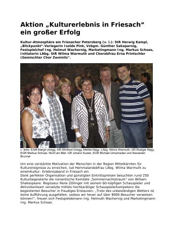 Aktion „Kulturerlebnis in Friesach“ ein großer Erfolg