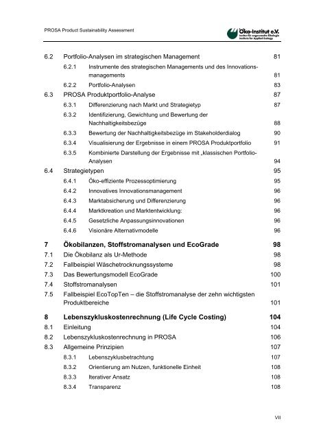 PROSA – Product Sustainability Assessment - PROSA - Produkt ...