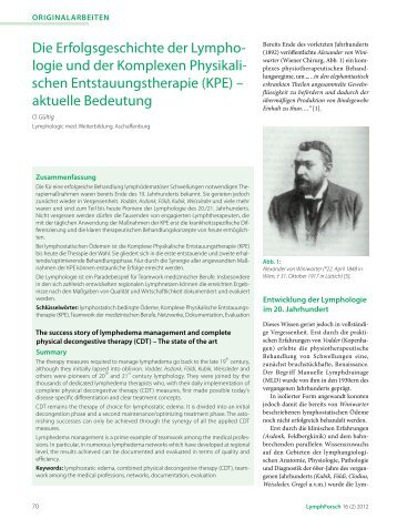 schen Entstauungstherapie (KPE) - Lymphologicum