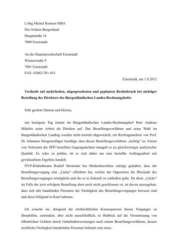 LAbg Michel Reimon MBA Die Grünen Burgenland Hauptstraße 16 ...