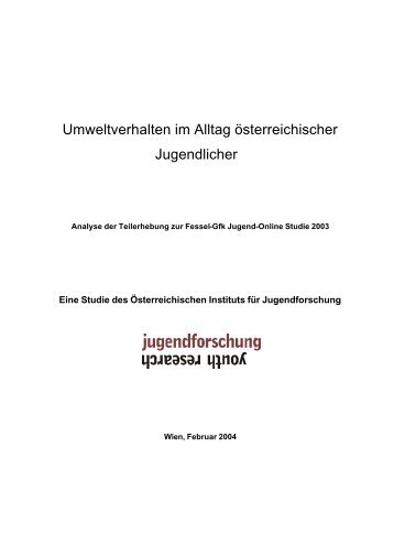 Studie "Umweltverhalten im Alltag österreichischer Jugendlicher"