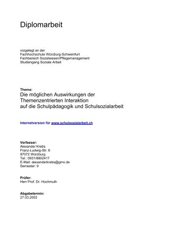 Diplomarbeit von Alexander Krebs - Schulsozialarbeit