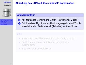 Abbildung des ERM auf das relationale Datenmodell 1 ...