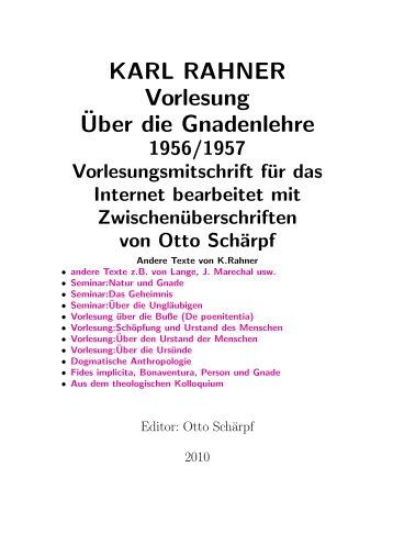 Rahner Gnadenlehre, Vorlesung 1956/1957 ... - P.Otto Schärpf SJ