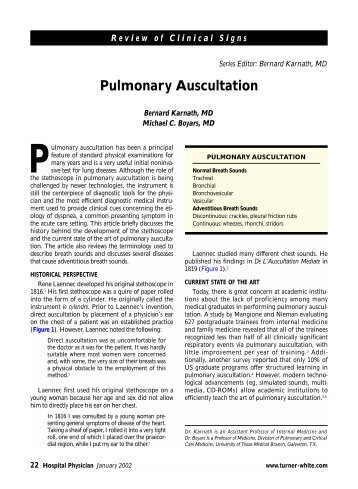 Pulmonary Auscultation - Turner White