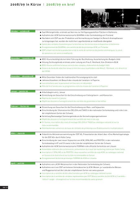 Geschäftsbericht 2008 / 2009 (PDF) - DSP - Delley Samen und ...