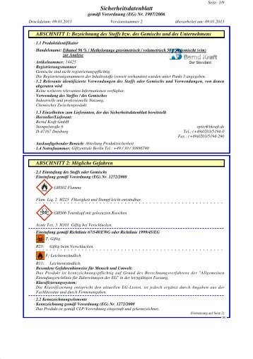 Sicherheitsdatenblatt - Sicherheitsdatenblätter - Bernd Kraft