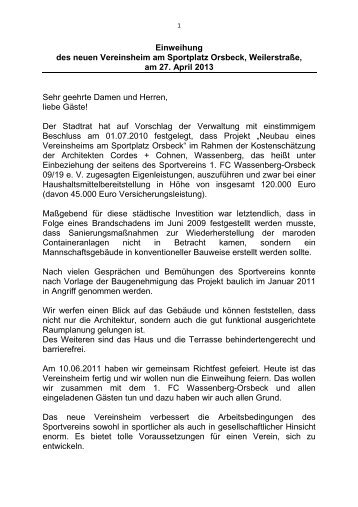Download Einweihung Rede Bürgermeister - 1.FC Wassenberg ...