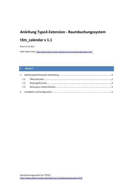 Raumbuchungssystem TYPO3