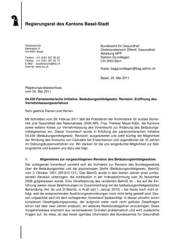 Revision Betäubungsmittelgesetz - Regierungsrat - Kanton Basel ...