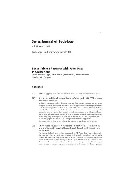 Swiss Journal of Sociology - SGS-SSS