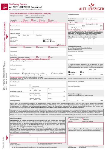 Tarif »easy finanz« der ALTE LEIPZIGER Bauspar AG