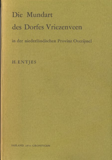 Die Mundart des Dorfes Vriezen veen - De Taal van Overijssel