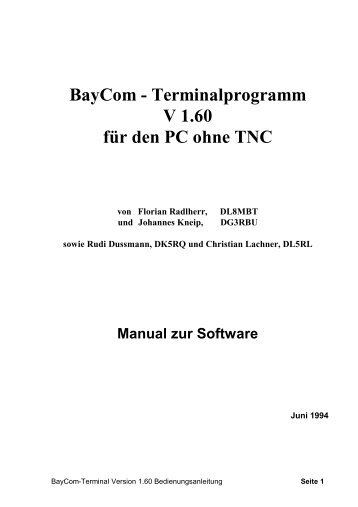 BayCom - Terminalprogramm V 1.60 für den PC ohne TNC