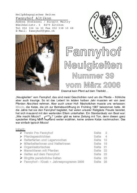 Themen für nächste Neui: - Fannyhof