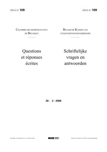 Questions et réponses écrites Schriftelijke vragen en ... - de Kamer