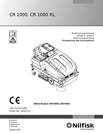 CR 1000, CR 1000 XL - Nilfisk PARTS - Nilfisk-Advance