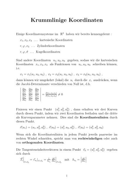 Krummlinige Koordinaten