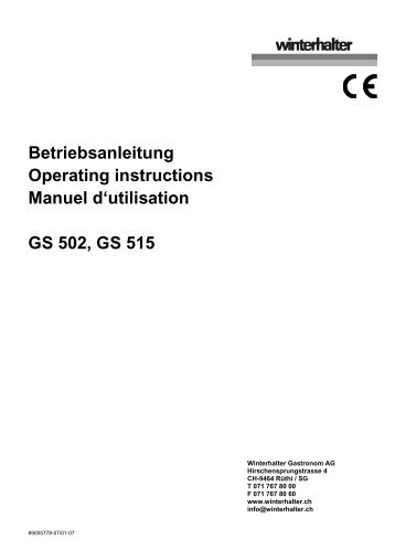 Betriebsanleitung Operating instructions Manuel d'utilisation GS 502 ...