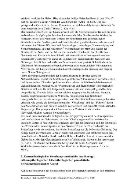 Vorsehungslehre kreuzestheologisch - Dr. Michael Plathow