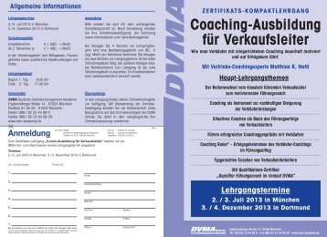 Coaching-Ausbildung für Verkaufsleiter - Deutsche Verkäufer-Schule