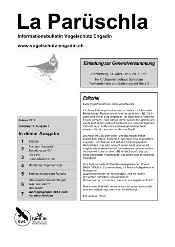 Parüschla 1 - Vogelschutz Engadin