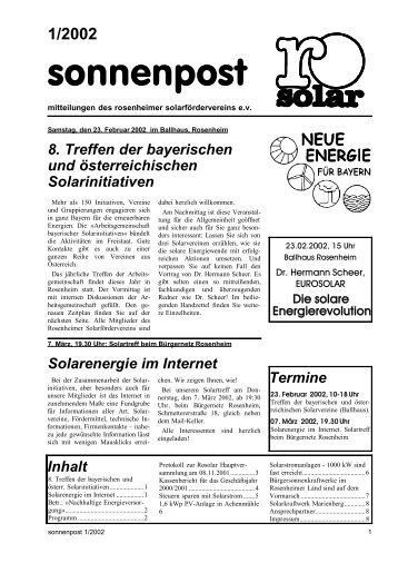 Sonnenpost 2002 - 1 - Rosenheimer Solarförderverein e.V.