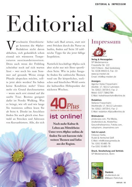 Weitere Infos - 40PLUS ONLINE