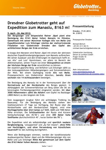 Dresdner Globetrotter geht auf Expedition zum Manaslu, 8163 m!