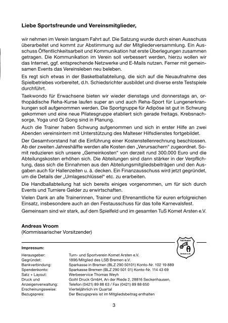 Heft Nr. 22 vom März 2012 - TuS Komet Arsten