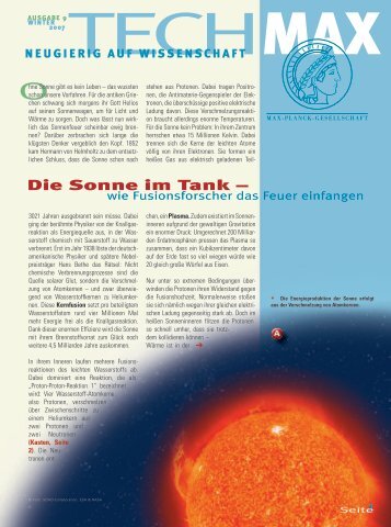 Die Sonne im Tank - Wie Fusionsforscher das Feuer ... - Scinexx