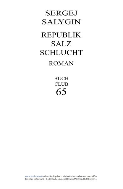 Sergej Salygin Republik Salzschlucht - BUCH-LISTE