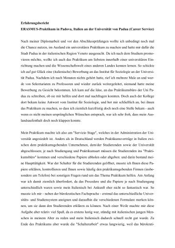 Erfahrungsbericht Erfahrungsbericht