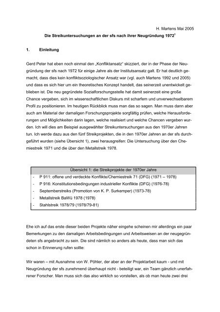 23. Die Streikuntersuchungen an der sfs - Helmut Martens