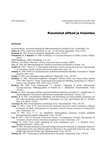 PDF tekst (620 K) - Arheoloogia Tartu Ülikoolis - Tartu Ülikool