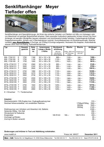 Meyer Senkliftanhänger Tieflader - Miet-Lift Reinle AG